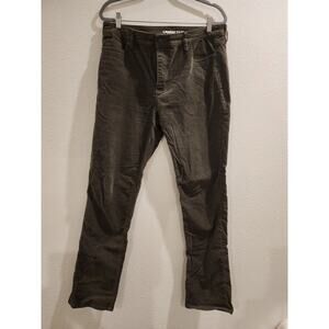 Lands End Pants Womens Sz 12 Corduroy Olive Green Straight Leg Zip Fly High Rise